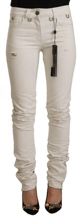 Karl Lagerfeld White Mid Waist Cotton Denim Slim Fit Jeans -   -  Karl Lagerfeld.